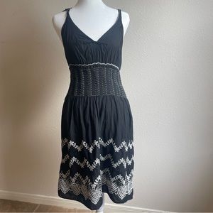 Embroidered black maxi dress